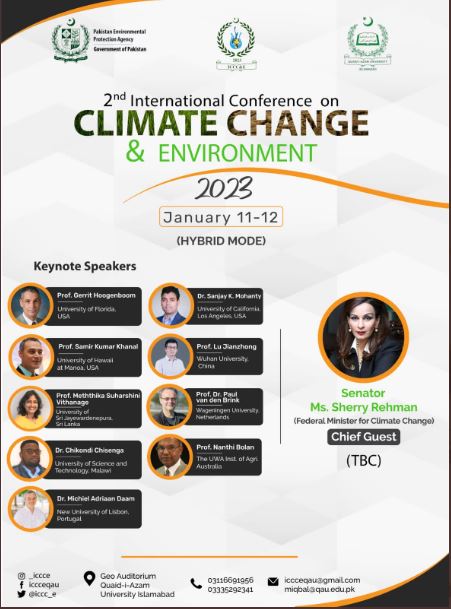Pakistan to Host #ClimateChange and Environment Conference in 2023 at QAU Islamabad, Voice Of Water 3