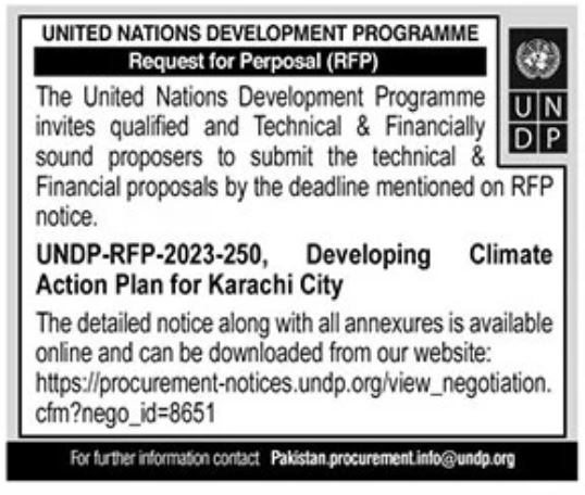 UNDP Calls for Proposals for Climate Action Plan for Karachi City,PAKISTAN
