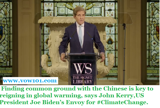 John Kerry says finding common ground with the Chinese is key to reigning in global warming